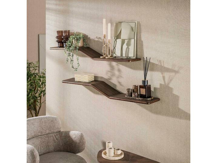 Étagère Murale Design En S Teck Recyclé Foncé (lot De 2) Yogi
