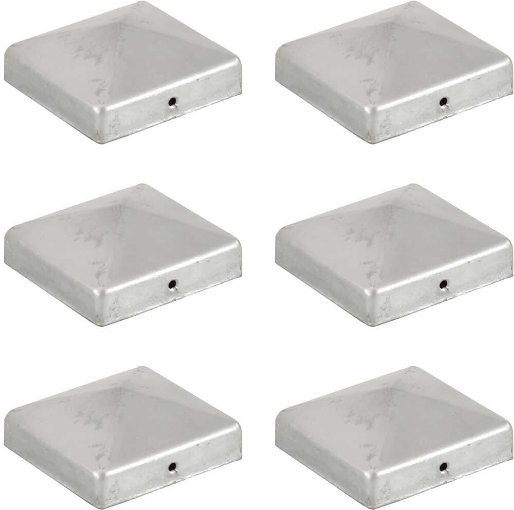 vidaXL Bouchons de poteau de clôture 6 pcs Métal galvanisé 81x81 mm
