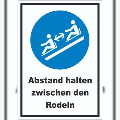 HB-Druck Abstand halten zwischen den Rodeln Aufkleber A7 (74x105mm)