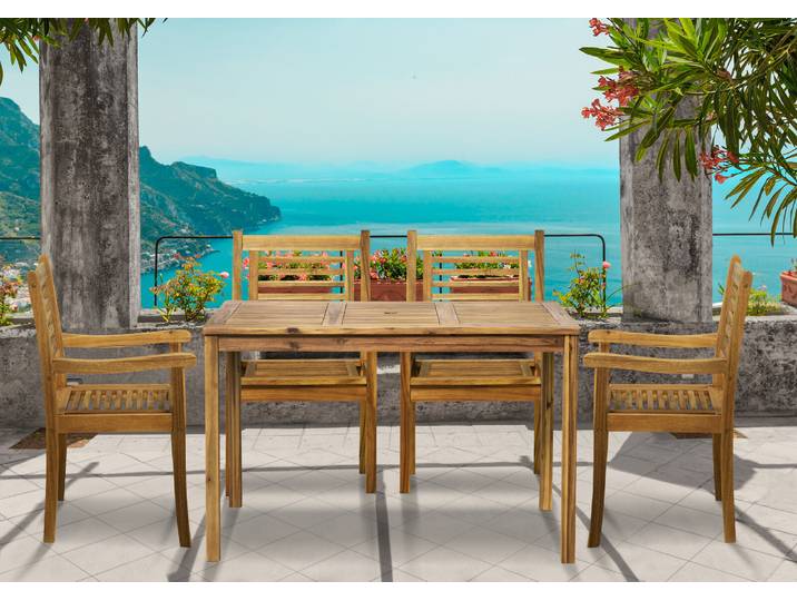 Ensemble de jardin Shaco D - 5 éléments 135 x 74 x 80cm Bois