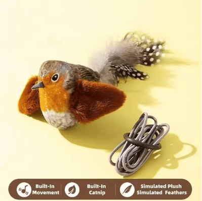 Inspire Picks Interactive Hanging Bird Cat Toy With Catnip And Sound Effects brown Small Bird