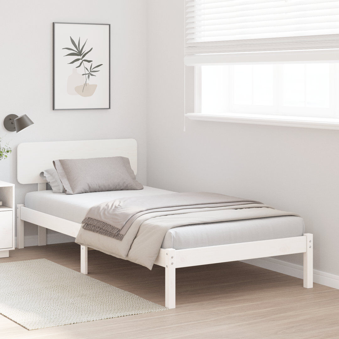 Vidaxl Bed Frame With Headboard Solid Pine Wood White Single (3')