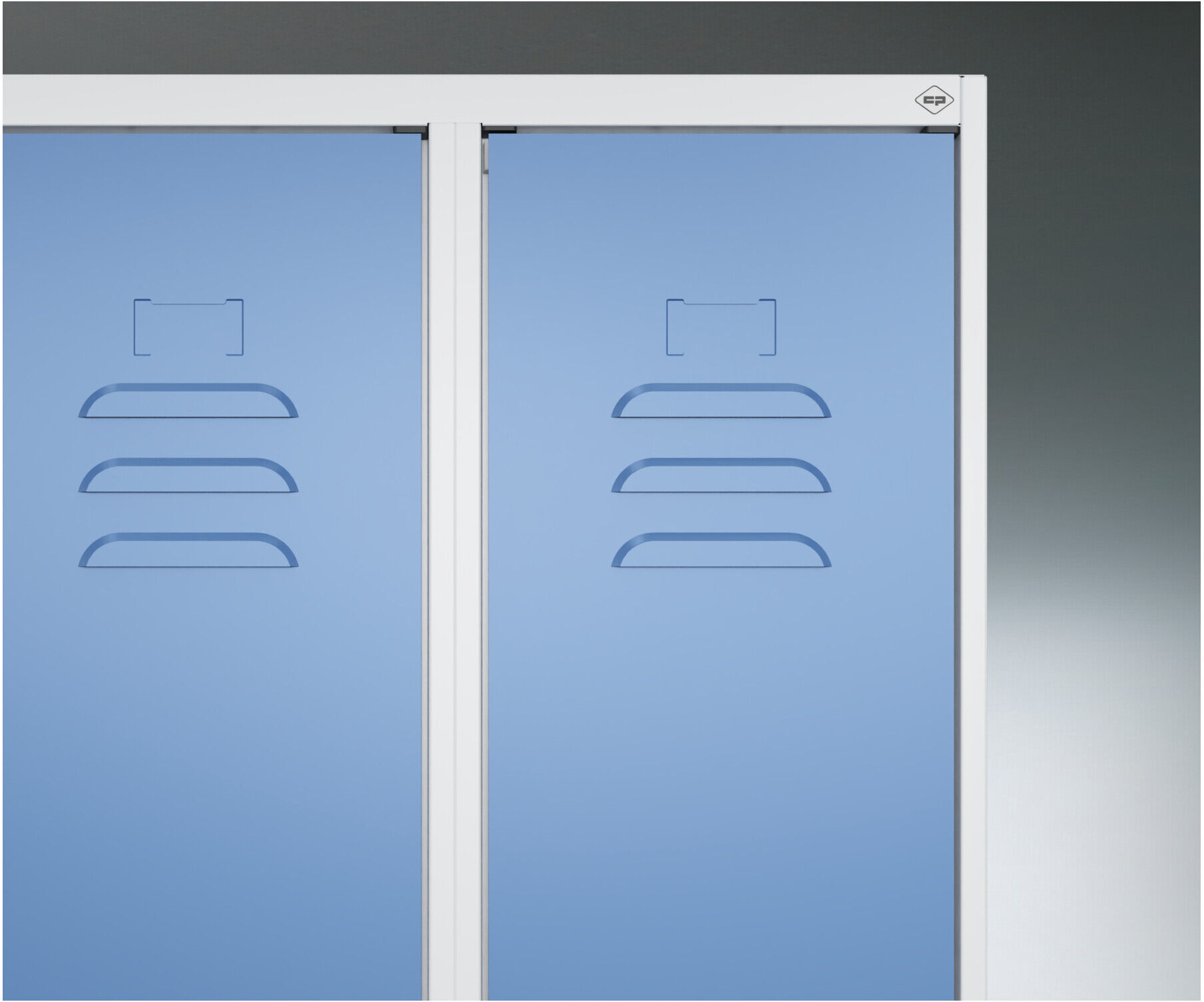 C + P Möbelsysteme C+P Spind Classic PLUS, Bank, 1 Abteil, 2120x300x815mm, 7035/3003 Verschluss Sicherheits-Drehriegel 4 Garderobenhaken Trennwand mittig Dekor Banklatte (0800507-10F S10031)