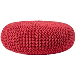 STRICK-POUF rot, Bodenkissen rund 70/70/23 cm