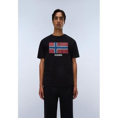 T-Shirt NAPAPIJRI "S-FLAG TIKI SS BLACK BEAUTY", Herren, Gr. XL, schwarz beauty, Obermaterial: 100% Baumwolle, normal, Rundhals, Shirts T-Shirt, mit Rundhalsausschnitt, aus Baumwolle, T-Shirt-Schnitt, normale Länge