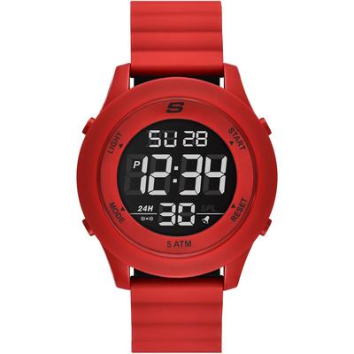 Chronograph SKECHERS "ROSENCRANS", schwarz (rot, schwarz), Armbanduhren, Herren, Chronograph, Quarzuhr, Armbanduhr, Herrenuhr, Silikonarmband, digital, Tag