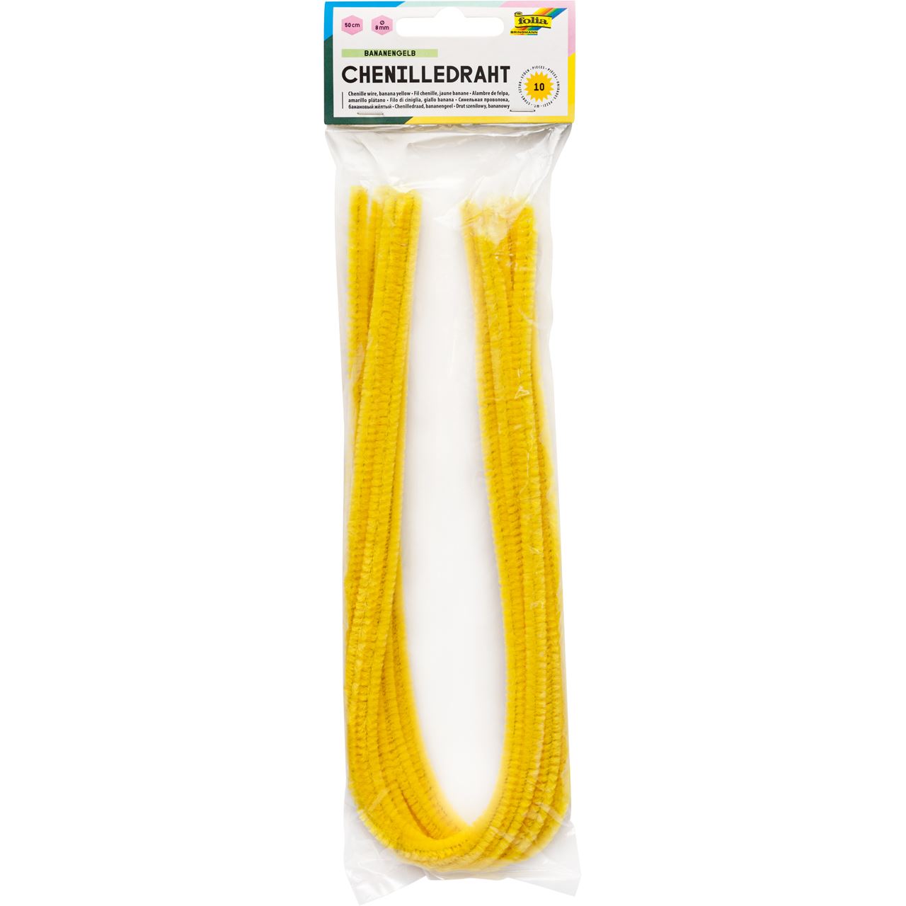 folia Pfeifenreiniger bananengelb Chenilledraht Ø 8,0 mm 10 St.