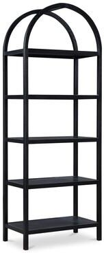 NADAAL STUDIOS Thalassa Bookshelf, Solid White Oak Frame with Oak Veneer Shelves and Arched Design, Black