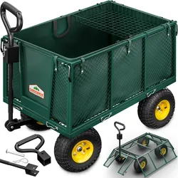 Transportwagen 550 kg Grün 110x75x52cm mit 4 Luftreifen & Plane