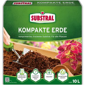 Substral Blumenerde Kompakte Erde, für Zimmer- & Gartenpflanzen, torffrei, mit Dünger, 10 Liter