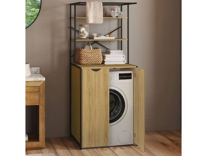 IDMARKET Meuble dessus machine à laver fermé DETROIT design industriel