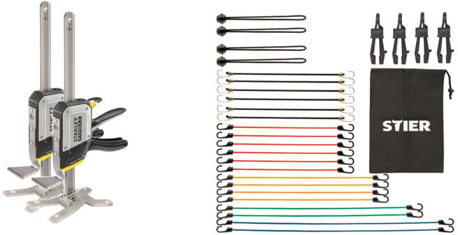 Set Stanley Einhand-Montagewerkzeug Tradelift Set + STIER Spanngummi Set 28 Stück
