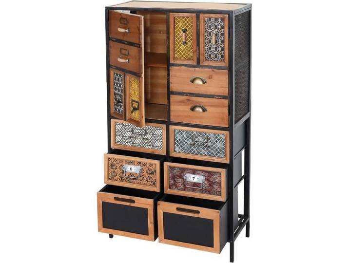 Commode à Pharmacie HWC-L38 Armoire à tiroirs Commode Étagère Tiroirs Métal Sapin Bois Vintage Shabby-Look 120x62x33cm - Mendler