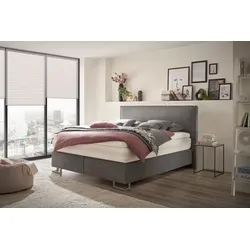 hapo Boxspringbett Bahia 180 x 200 cm Stoff Grau Dunkelgrau