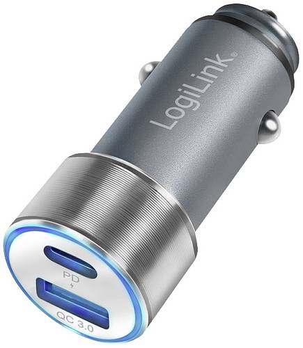 LogiLink USB Ladegerät 36 W 1x USB-A, 1x USB-C USB PD Silber KFZ USB Power Delivery (USB-PD)