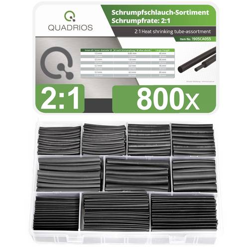 Quadrios 1905CA055 Schrumpfschlauchsortiment Schwarz Schrumpfrate:2:1 800St.