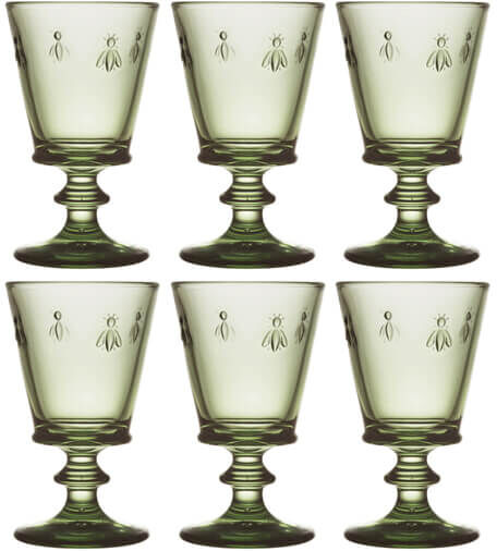 La Rochere Bee Stemmed Wine Glass Olive Green 270ml Set of 6