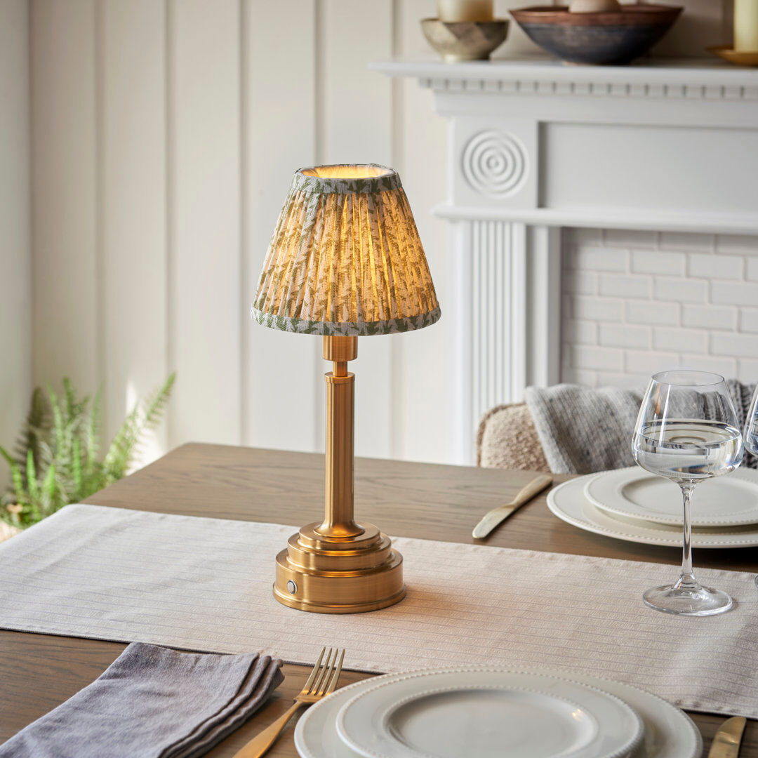 Heritage Hues Upton Rechargeable Metal Table Lamp Herb Garden Green 35.5cm H X 16cm W X 16cm D