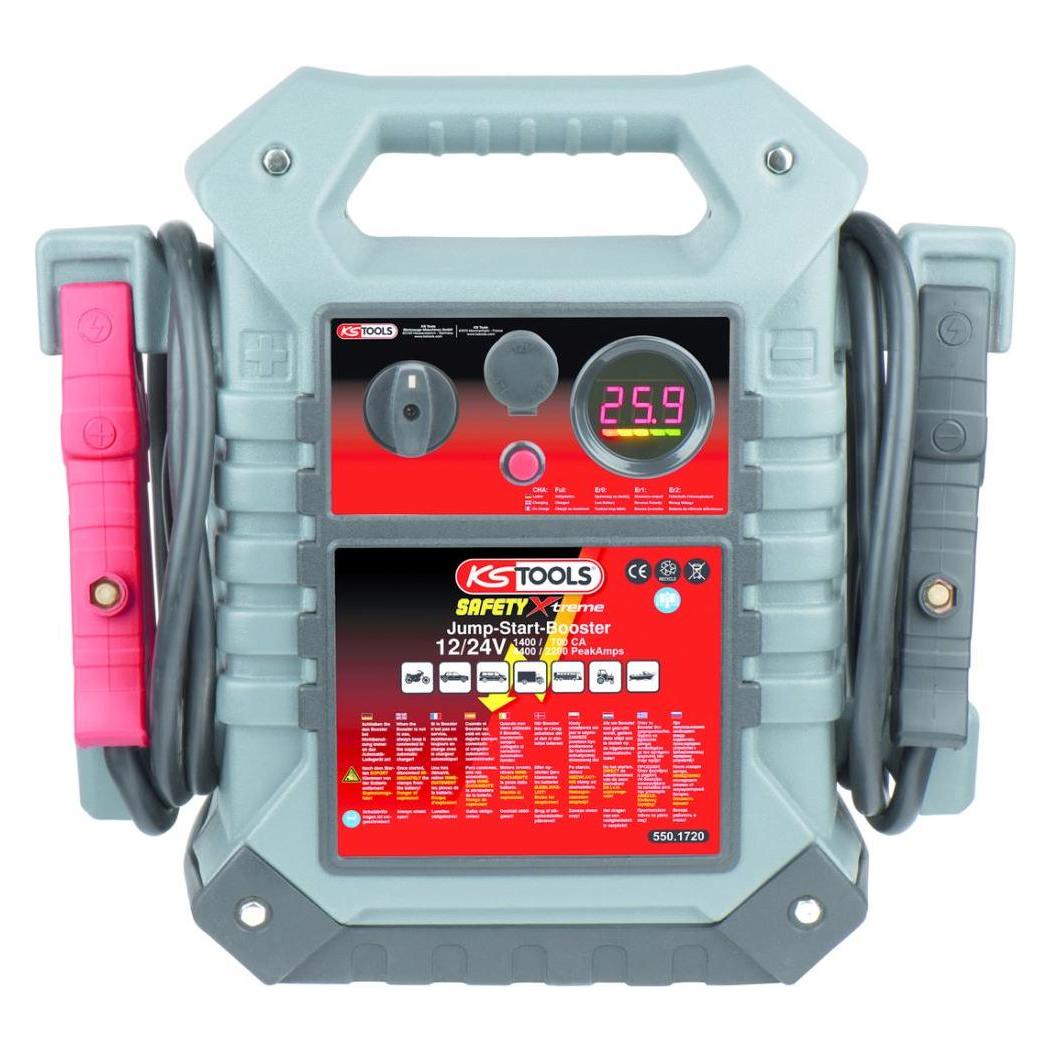 KS Tools 12 V + 24 V Batterie-Booster, mobiles Starthilfegerät 1400 A (4400 A, 22000 mAh) (550.1720)