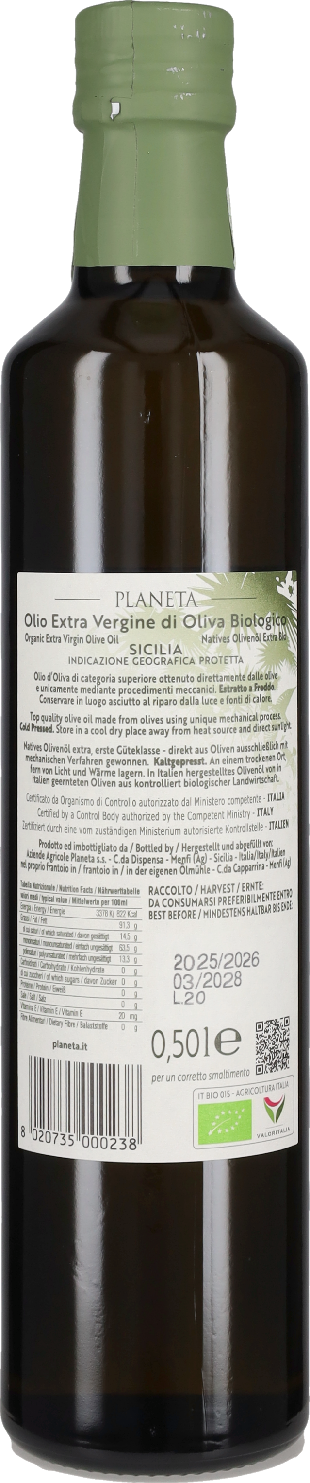 Olio EVO 'Tradizionale di Sicilia' Planeta Raccolto 2025 - 50cl