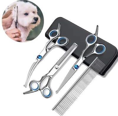 Uplift Essentials 4 Piece Safety Tip Pet Grooming Set blue