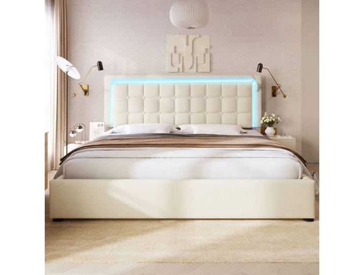 Lit coffre LED 180x200 cm blanc AB30651012W
