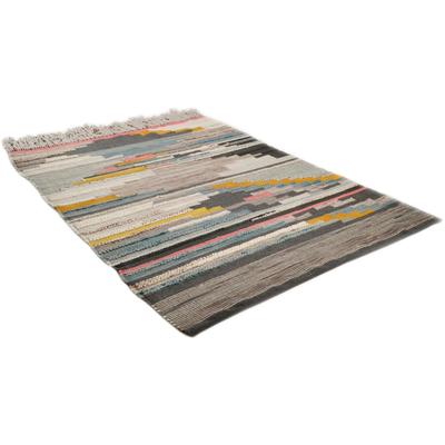 Teppich THEKO "Nomadic 3912, Handwebteppich" Gr. 3, bunt (multi), B:140cm H:7mm L:200cm, Baumwolle, Wolle, Teppiche, Teppich, gemustert, handgewebt, mit Fransen, ideal im Wohnzimmer & Schlafzimmer