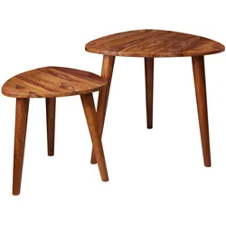 BEISTELLTISCH Set – 2-teilig, Massivholz braun, schmal