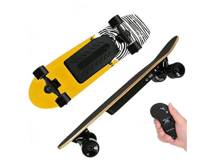 WACLMOTAKE Elektrisches Skateboard, elektrisches Longboard, 7-lagiges ahorn-komplett-Carving-surf-Skateboard,reaktionsschnelle und wendige achsen für Campus- und stadtfahrten