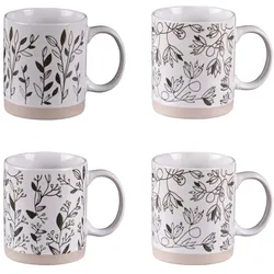 TABLE PASSION Set mit 4 Bechern Bucolique 35 cl - Weiß Rund Porzellan Tisch Passion 12x cm