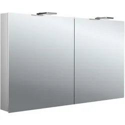 Emco flat 2 Style Aufputz-Lichtspiegelschrank 979706305 1200x721mm, LED-Aufsatzleuchte, 2-türig, Aluminium