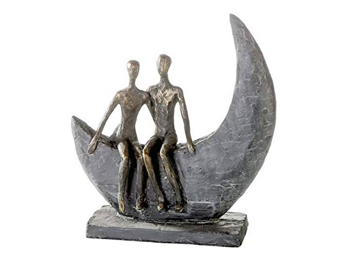 Casablanca Statue Couple Moon\, Résine Bronze Gris 23 cm Une touche poétique et onirique. Trouve sa place au salon comme au bureau. Une jolie idée cadeau à offrir.