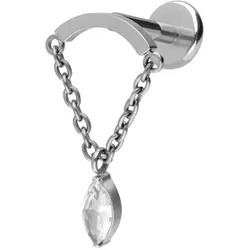 Titan Labret mit Push Fit BOGEN + KETTE + KRISTALLTROPFEN