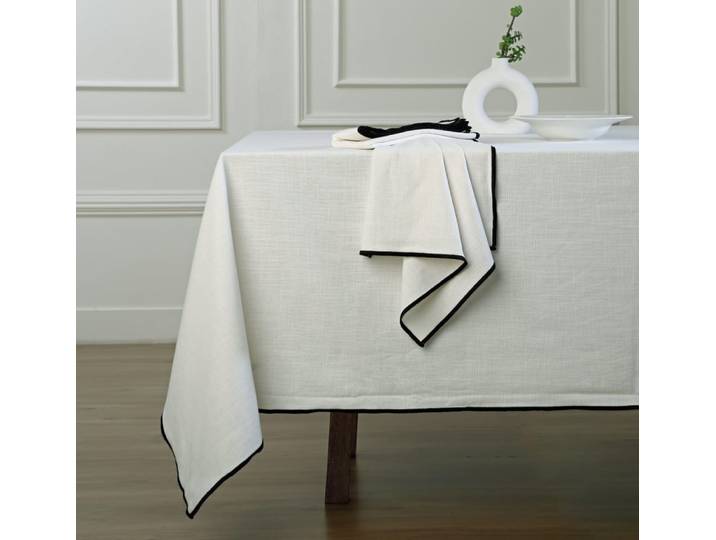 Nappe lin lavé 150x250 blanc & noir