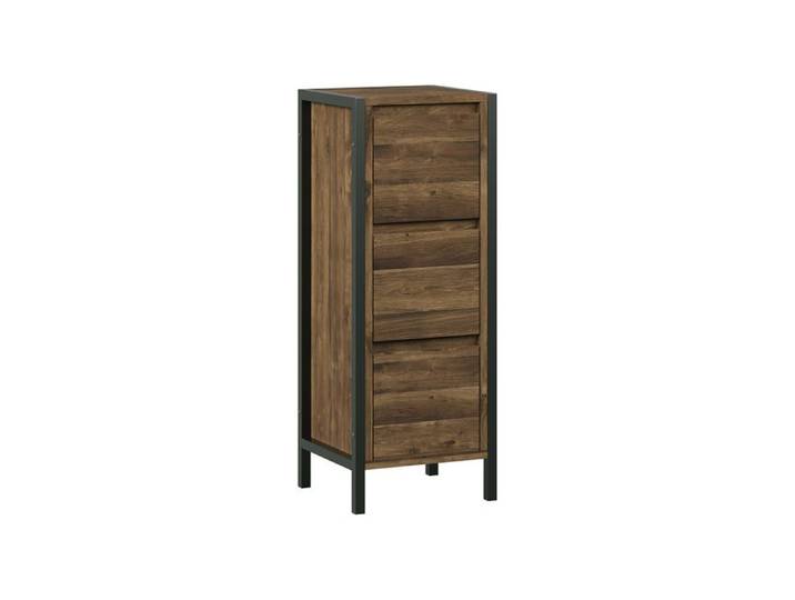 Meuble salle de bain Naola 30x80cm avec 3 tiroirs Chêne/Noir Vicco 56464