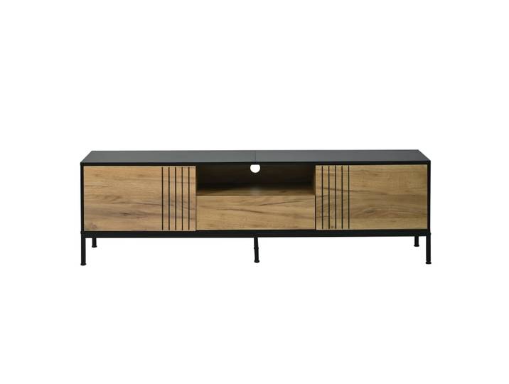 Meuble tv 2 portes et tiroir 170x35x50 cm chêne noir