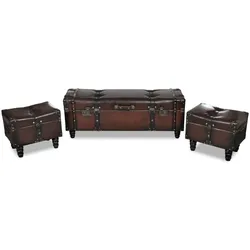 vidaXL Sitztruhen-Set 3 Stk. Braun