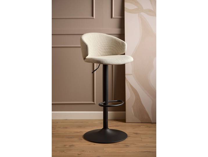 Barhocker ACTONA GROUP Ella , beige, B:46cm H:107cm T:38cm, 100% Polyester, Hocker, Barhocker, Barhocker, Basel beige, Trompete Gestell matt schwarz rau, 2 Stk