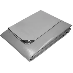 ECD Germany Abdeckplane Gewebeplane mit Ösen 8x10m 80m2 180g/m2 Grau aus Polyethylen Schimmelresistent Wasserdicht Reißfest Schutzplane Bootsplane