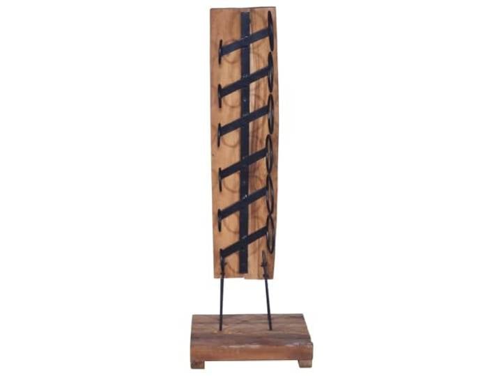 YUTAASU Weinständer für 6 Flaschen 35x35x100 cm Massivholz Teak Retro Stil, Stabile Eisen Elemente, Für Küche und Wohnzimmer, Organisierte Aufbewahrung