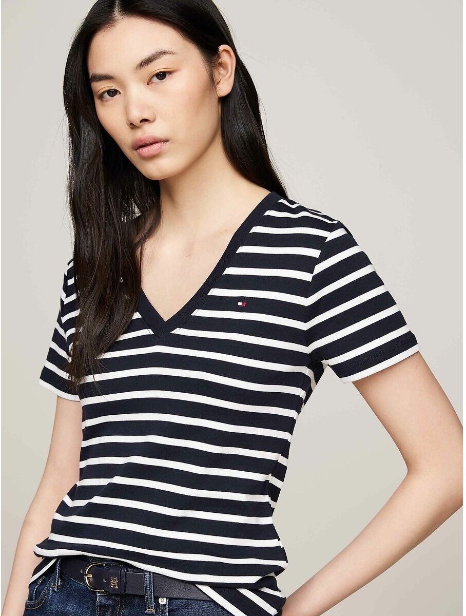 TOMMY HILFIGER Tshirt col v manches courtes