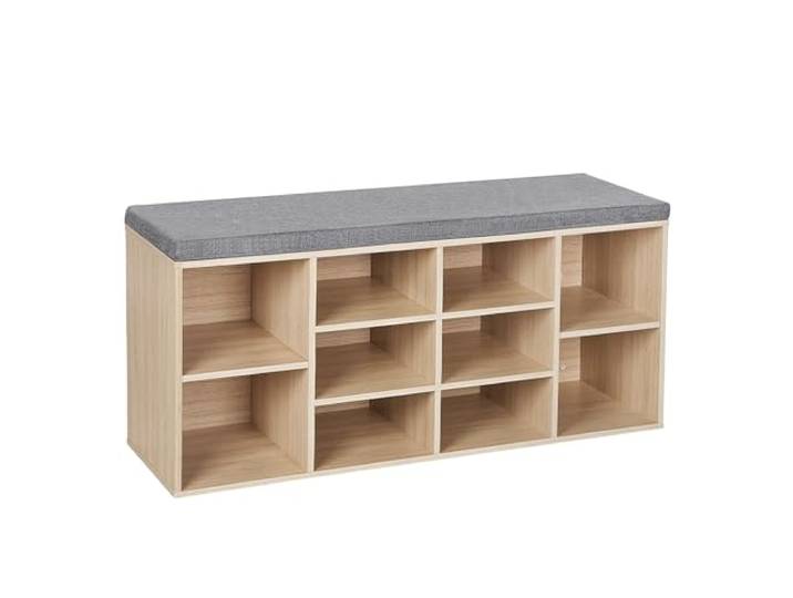 VASAGLE schoenenbank, met zitting, 10 vakken, 104 x 30 x 48 cm