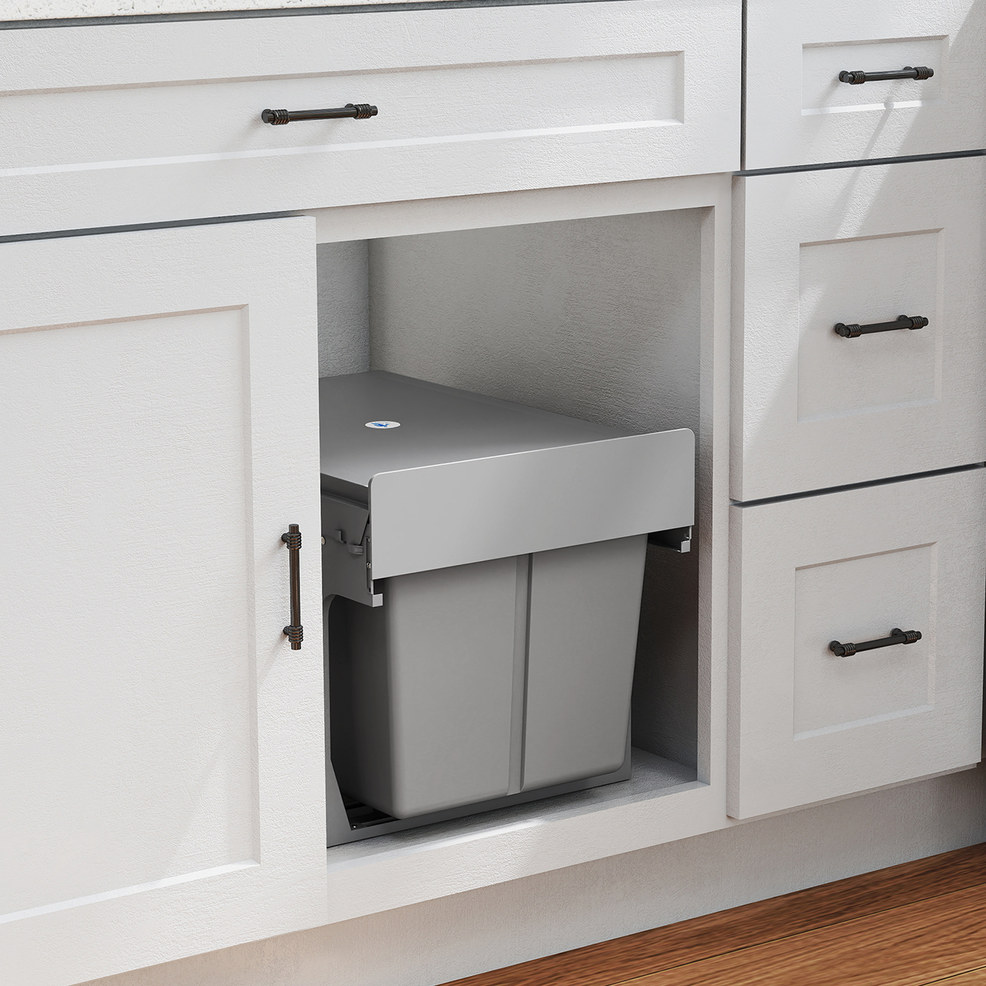 Homcom Pattumiera Estraibile Sottolavello da 31L con 3 Secchi Rimovibili e Piano Superiore, Grigio Chiaro   Aosom Italy