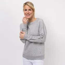 STRANDFEIN Sweatshirt Rundhalsausschnitt Lochstickerei leger weit
