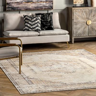 Nuloom Glenda SpinClean Machine Washable Faded Medallion Area Rug