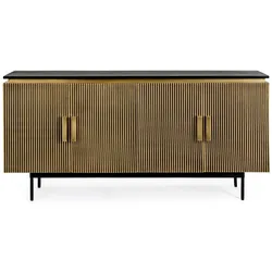 Sideboard Virat aus Mangoholz, modernes Design, schwarz gold, 160 cm Breite, Bizzotto