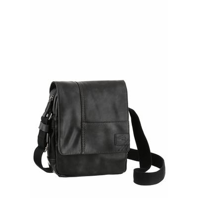 Umhängetasche CAMEL ACTIVE "Laos", Damen, Gr. B/H/T: 21cm x 27cm x 7cm, schwarz, Polyurethan, Polyurethan (PU), Retro, beschichtet, kontrastfarbene Details, leichte Abriebeffekte, Taschen Umhängetasche, praktisch funktionaler Alltagsbegleiter mit...
