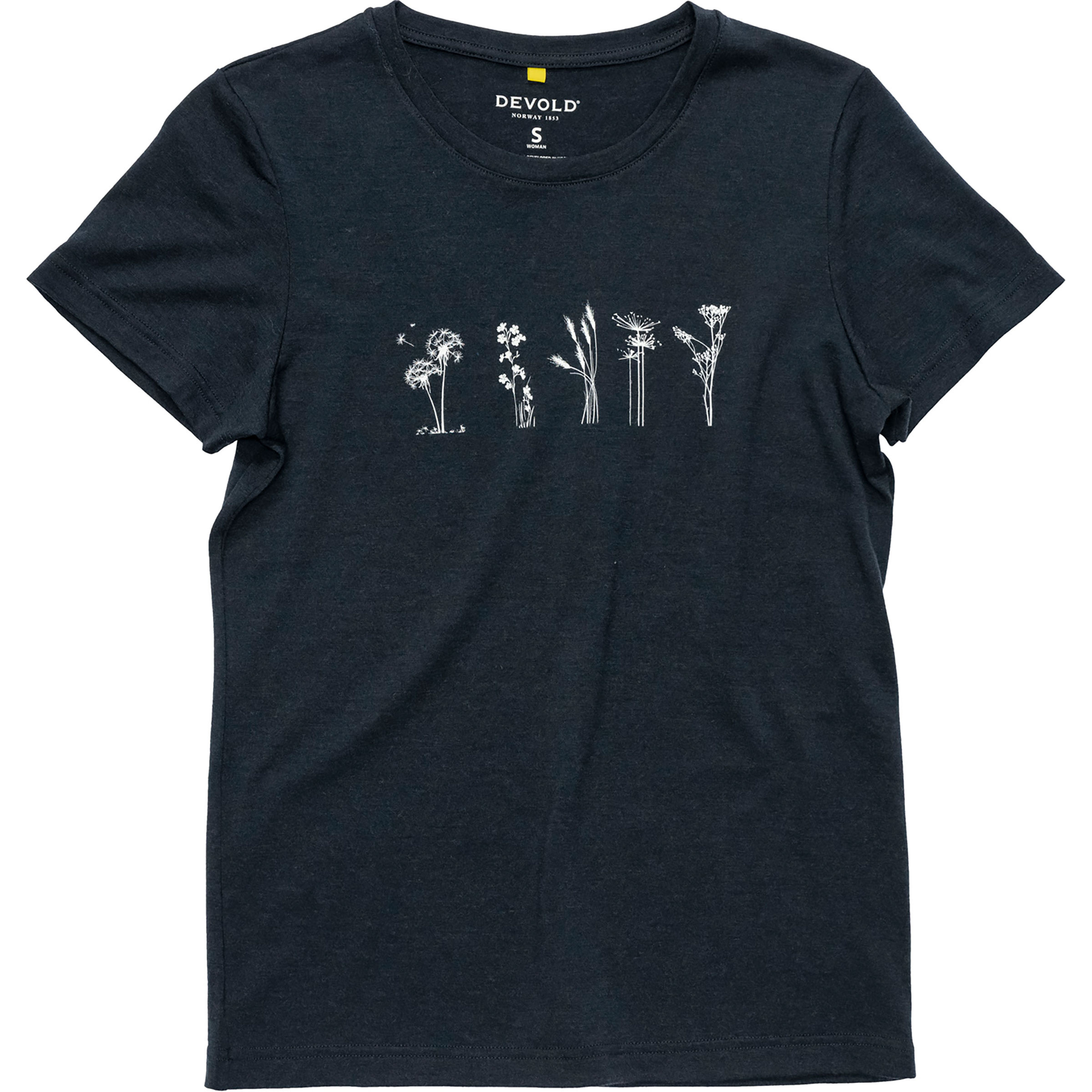 Devold Classic Flowers Damen T-Shirts blau Größe XS Trekking Schnell trocknend Merinowolle