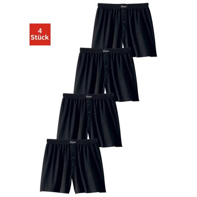 Weiter Boxer LE JOGGER, Herren, Gr. 6, 4 Stk., schwarz, Jersey, Obermaterial: 100% Baumwolle, unifarben, bequem, Unterhosen, aus angenehm weicher Baumwoll-Qualität