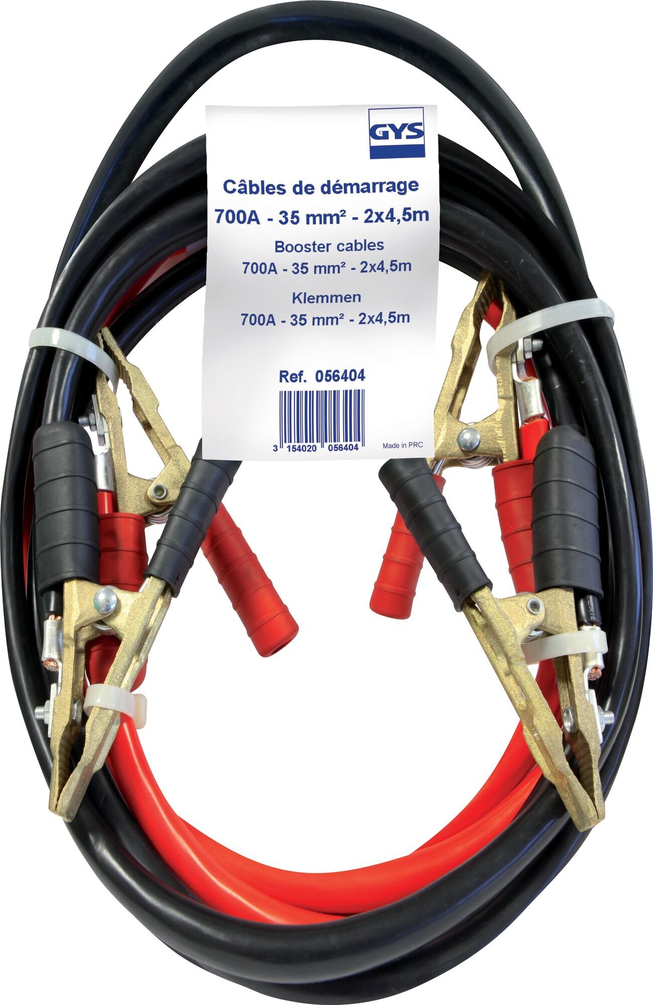 Câbles de démarrage 700 A 4,5 m / 35 mm2 avec pinces laiton GYS 056404